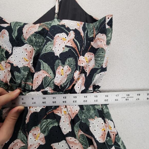 Express Tiered Trapeze Dress Womens Large Floral Print Eyelet V-Neck Tiered - Picture 16 of 16